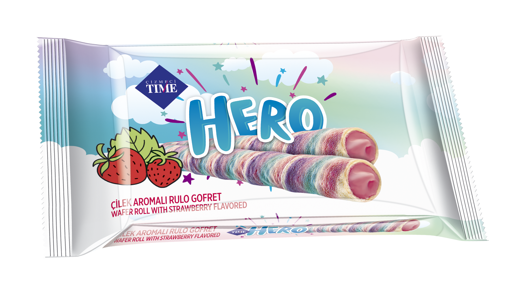 Çilek Aroma Kremalı Rulo Gofret