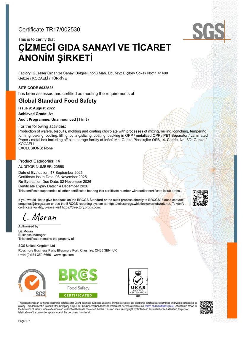 BRCGS Global Standard v9 sertifikası