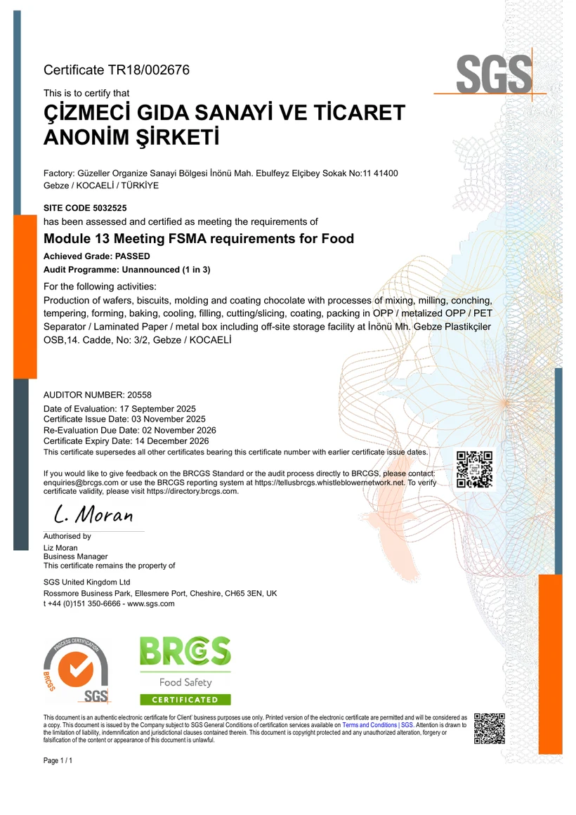 FSMA Preventive Controls sertifikası