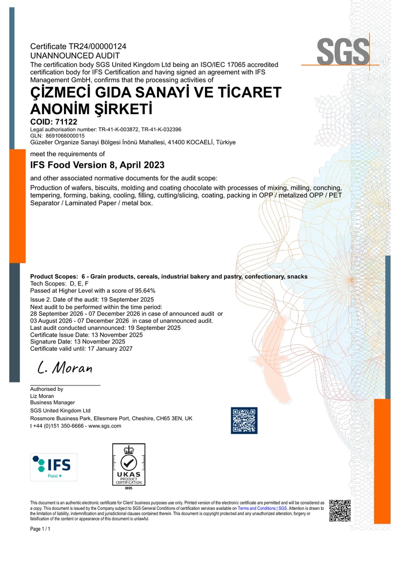 IFS Food v8 sertifikası