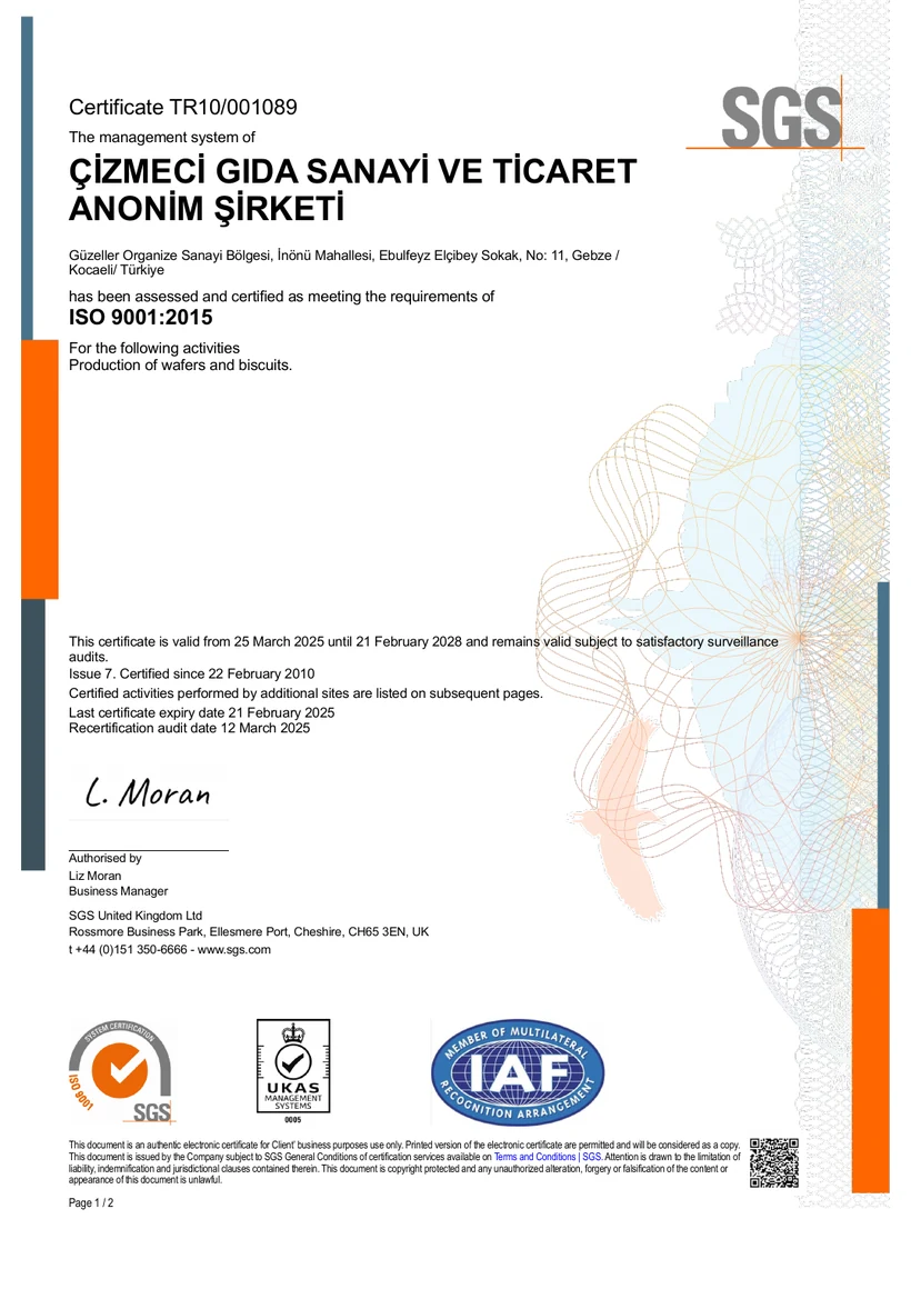 ISO 9001:2015 sertifikası